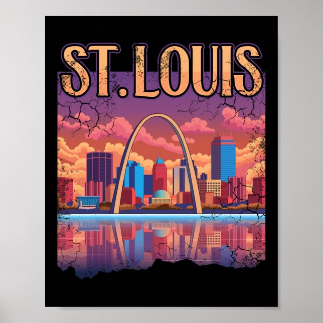 St Louis Gateway Arch Missouri Cityscape Skyline Poster (Framsidan)