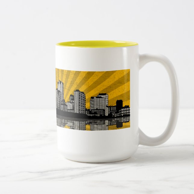 St Louis horisontmugg (gult) Två-Tonad Mugg (Höger)