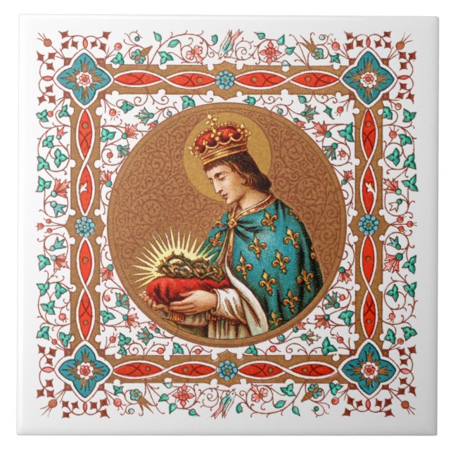 St. Louis IX med Rinceau Gräns (BK 065) Kakelplatta (Framsidan)