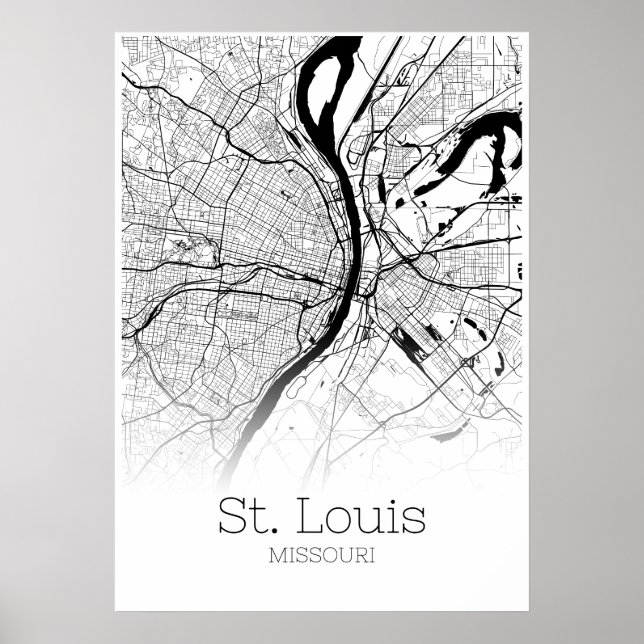 St Louis Karta - Missouri - City Karta Poster (Framsidan)
