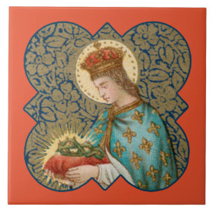 St. Louis Kung i en Barbed Quatrefoil (BK 066) Kakelplatta