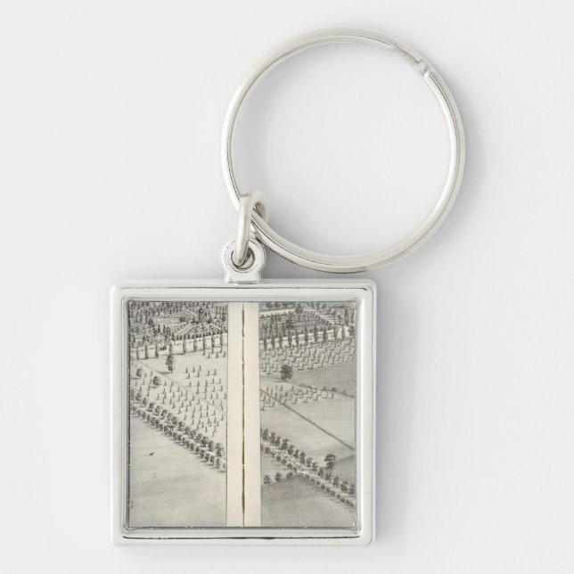 St. Louis, Missouri 12 Fyrkantig Silverfärgad Nyckelring (Framsidan)