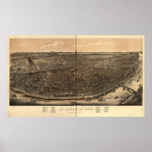 St Louis Missouri 1896 antika panorama- karta Poster