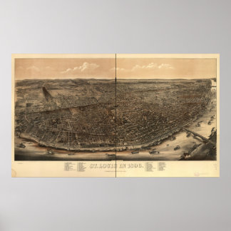 St. Louis Missouri 1896 Antique Panoramic Karta Poster