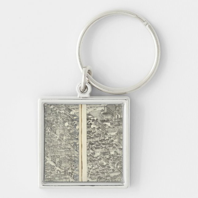 St Louis, Missouri 4 Fyrkantig Silverfärgad Nyckelring (Framsidan)