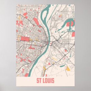 St Louis - Missouri Chalk City Karta Poster