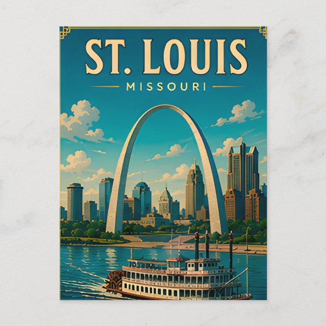 🌉 St Louis Missouri Gateway Arch-utsikter Vykort (Framsida)
