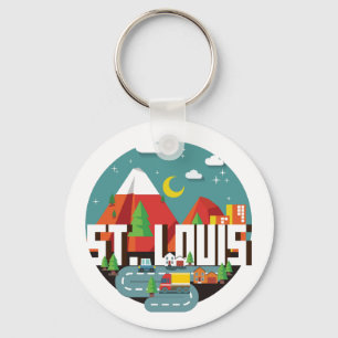 St Louis, Missouri Geometric Design Nyckelring
