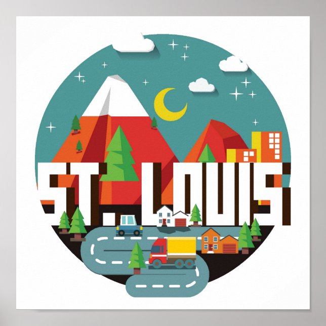 St. Louis, Missouri Geometric Design Poster (Framsidan)