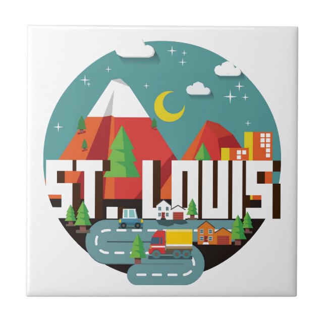 St Louis Missouri geometrisk design Kakelplatta (Framsidan)