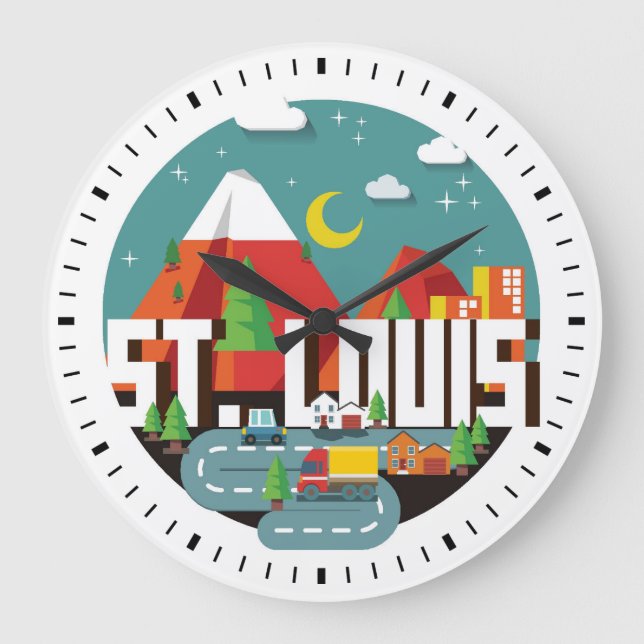 St Louis Missouri geometrisk design Stor Klocka (Framsida)