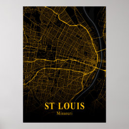 St Louis - Missouri Guld City Karta Poster
