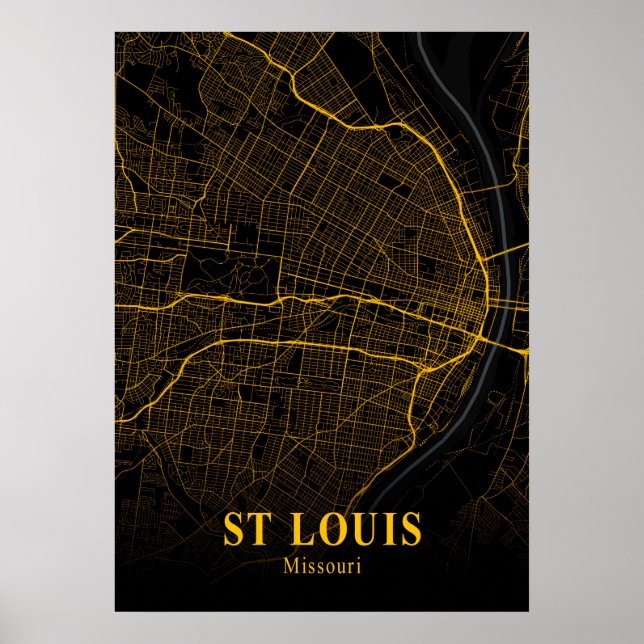 St Louis - Missouri Guld City Karta Poster (Framsidan)