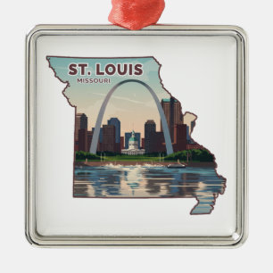 St. Louis Missouri Karta Julgransprydnad Metall