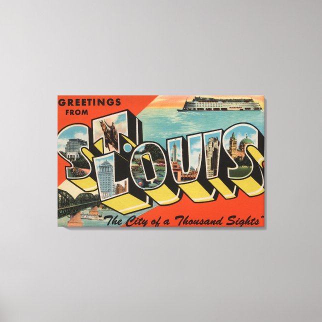 St. Louis, Missouri - Large Brev Scenes 2 Canvastryck (Framsida)