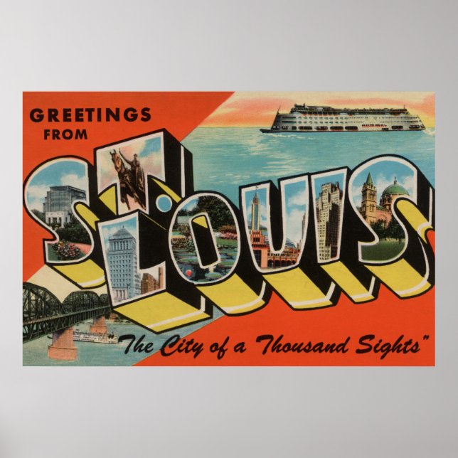 St. Louis, Missouri - Large Brev Scenes 2 Poster (Framsidan)