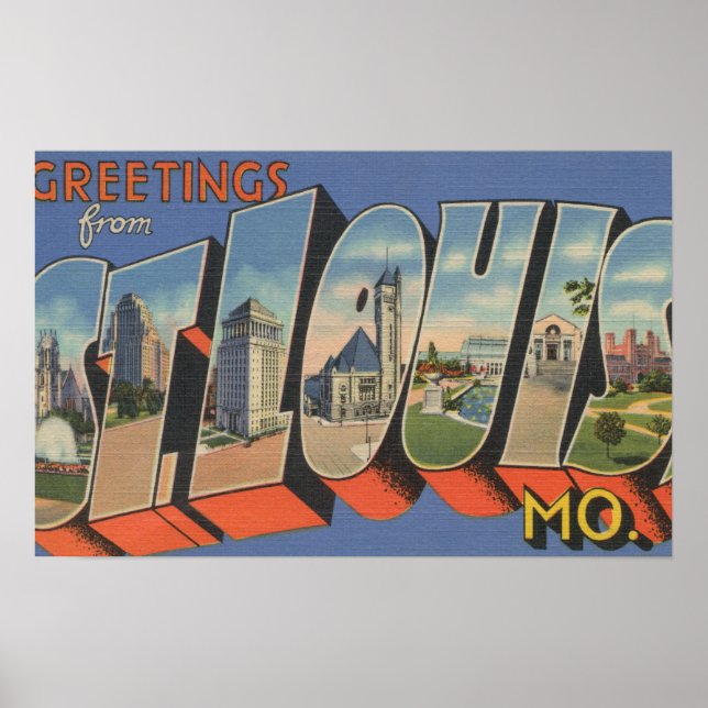 St. Louis, Missouri - Large Brev Scenes Poster (Framsidan)