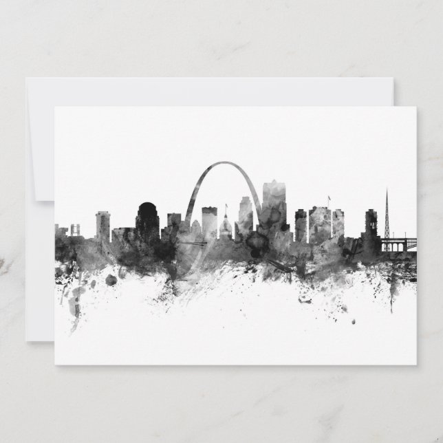 St Louis Missouri Skyline Black White Inbjudningar (Framsida)