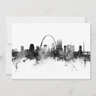 St Louis Missouri Skyline Black White Inbjudningar