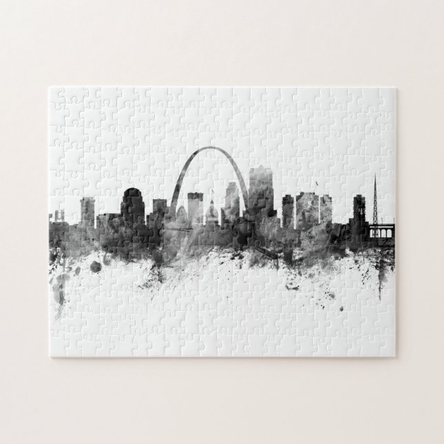 St Louis Missouri Skyline Black White Pussel (Horisontell)