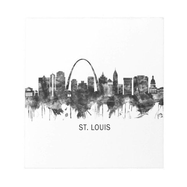 St. Louis Missouri Skyline BW Anteckningsblock (Framsida)