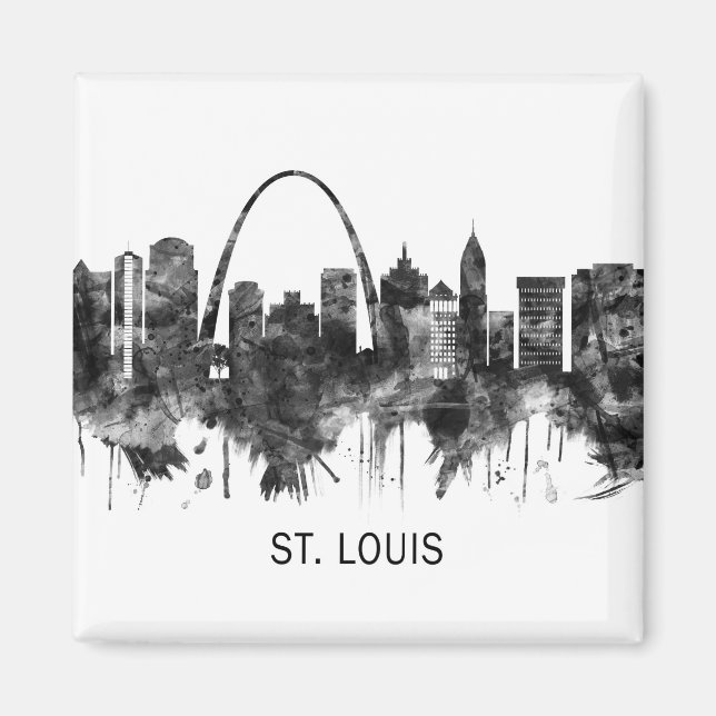 St. Louis Missouri Skyline BW Magnet (Framsidan)