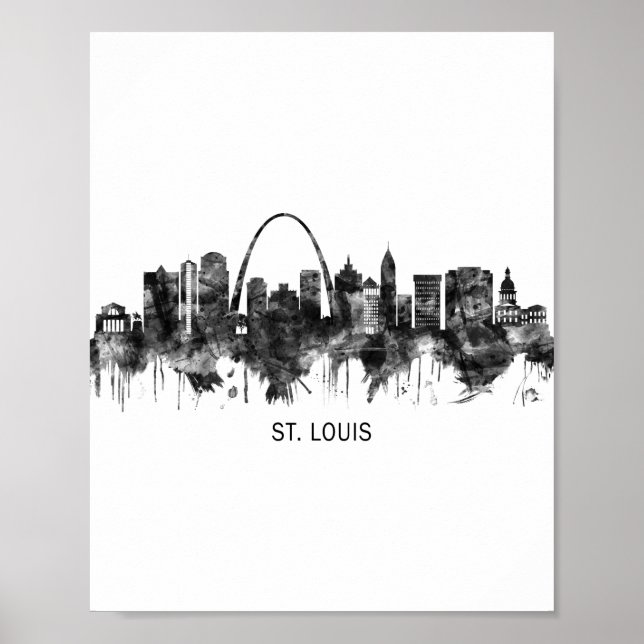 St. Louis Missouri Skyline BW Poster (Framsidan)
