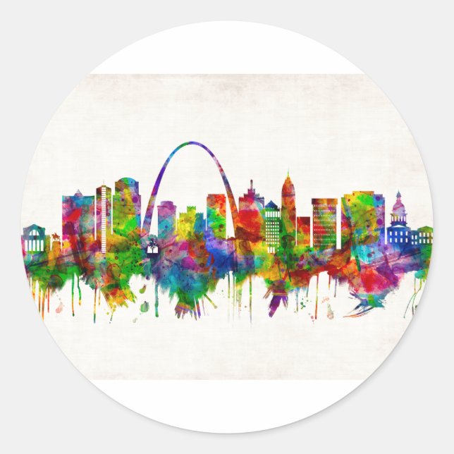 St. Louis Missouri Skyline Runt Klistermärke (Framsida)