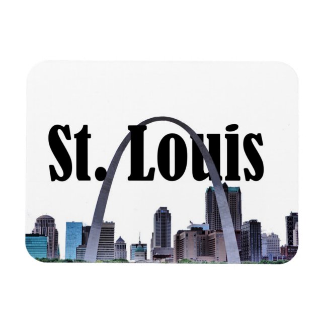 St. Louis Missouri Skyline w/ St. Louis i Himlar Magnet (Horisontell)
