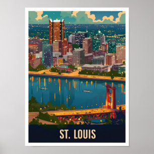 St Louis Missouri USA Vintage resor Illustration Poster