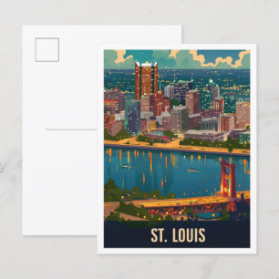 St Louis Missouri USA Vintage resor Illustration Vykort