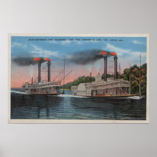 St Louis MO - beskåda av Natchez & Robert E. Lee Poster
