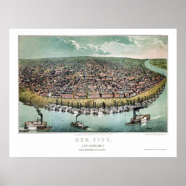 St. Louis, MO Panoramic Karta - 1859 Poster (Framsidan)