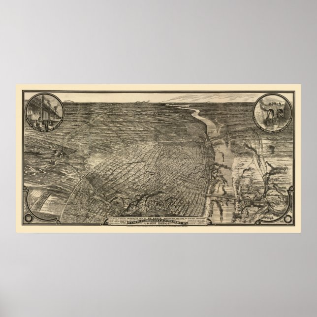 St. Louis, MO Panoramic Karta - 1876 Poster (Framsidan)