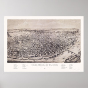 St Louis, MO Panoramic Karta - 1894 Poster
