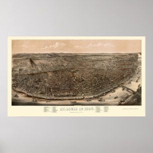 St. Louis, MO Panoramic Karta - 1896 Poster