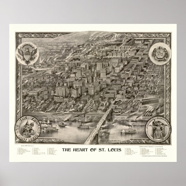 St. Louis, MO Panoramic Karta - 1907 Poster (Framsidan)