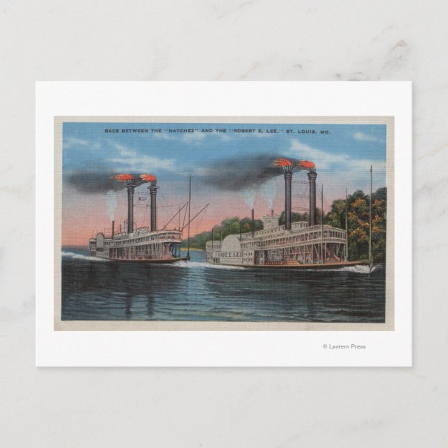 St. Louis, MO - View of Natchez & Robert E. Lee Vykort (Framsida)