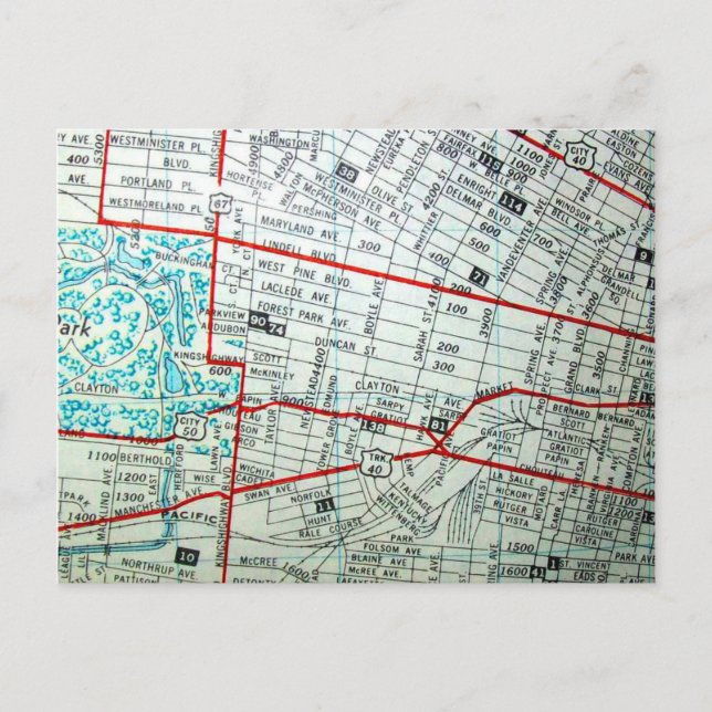 St Louis, MO Vintage Karta Vykort (Framsida)