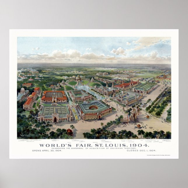 St. Louis, MO World's Fair Panoramic Karta - 1904 Poster (Framsidan)