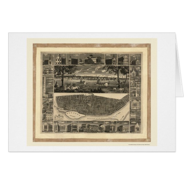 St Louis panorama- karta för MO - 1848 Hälsningskort (Framsidan Horizontal)
