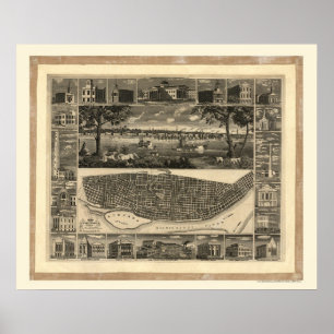St Louis panorama- karta för MO - 1848 Poster