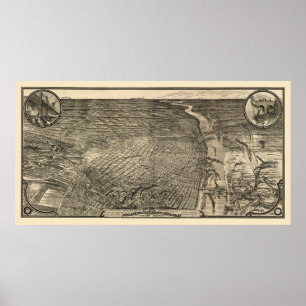 St Louis panorama- karta för MO - 1876 Poster
