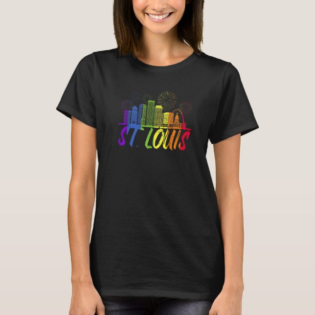 St Louis Pride Skyline Pride Parade St Louis T Shirt (Framsida)