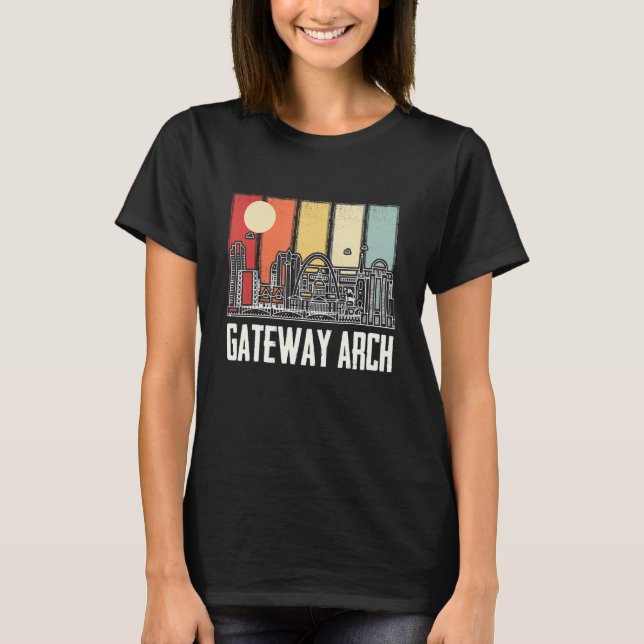 St Louis Retro Gateway Arch nationalpark Missouri T Shirt (Framsida)