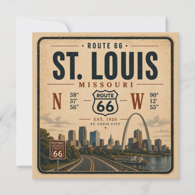 St Louis Route 66 Arch Koordinater Inbjudan (Framsida)
