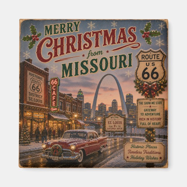St Louis Route 66 julminne Magnet (Framsidan)