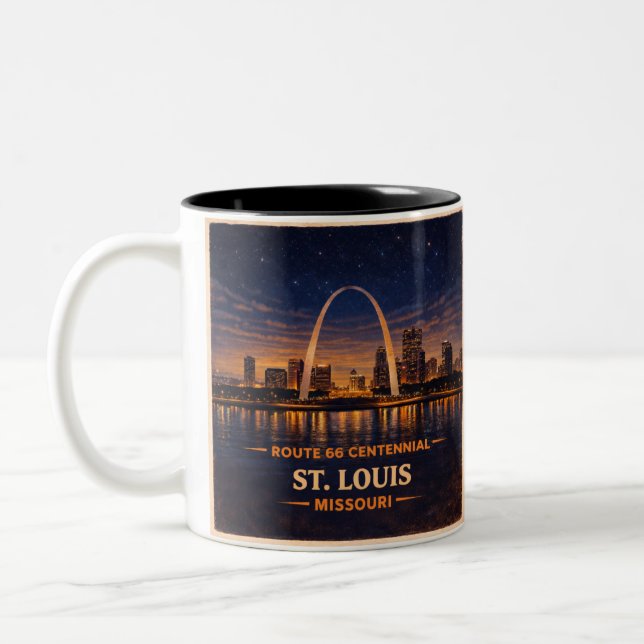 St Louis Route 66 Natt Coffee Siluett Två-Tonad Mugg (Vänster)
