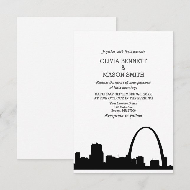 St Louis Skyline Cityscape Wedding bjudande Inbjudningar (Fram/baksida)