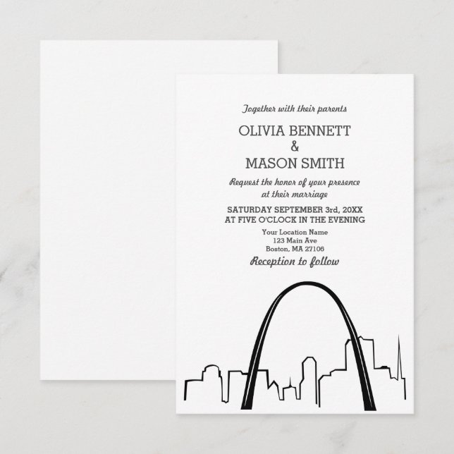 St Louis Skyline Cityscape Wedding bjudande Inbjudningar (Fram/baksida)